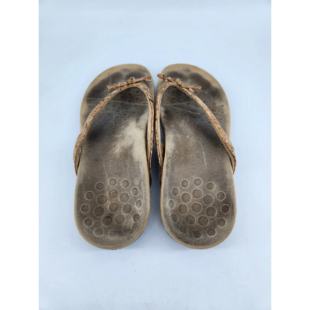 Vionic Bella II Thong Sandals Womens 10 Tan Cork‎ Orthotic Bow Flip Flops
